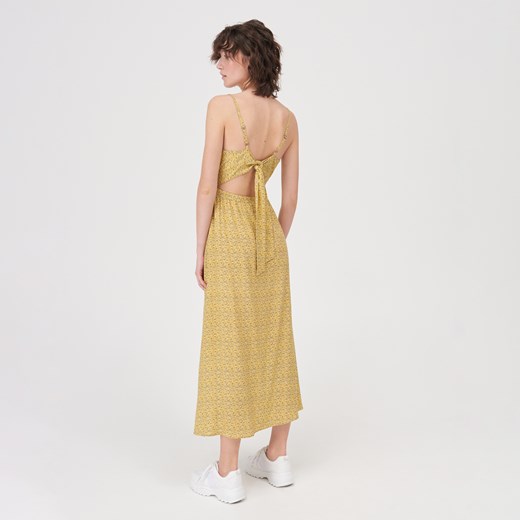 Sinsay - Sukienka z wiązaniem na plecach - Żółty Sinsay XS Sinsay