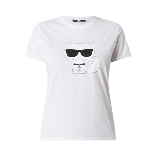 T-shirt z bawełny ekologicznej model ‘Ikonik Choupette’ Karl Lagerfeld S Peek&Cloppenburg 
