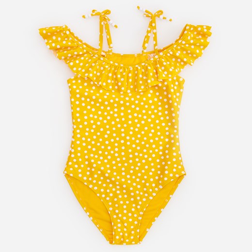 Reserved - Jednoczęściowy strój kąpielowy w kropki - Żółty Reserved 158/164 Reserved
