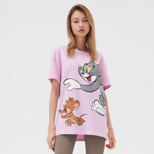 Sinsay - Koszulka Tom i Jerry - Różowy Sinsay S Sinsay