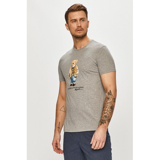 T-shirt męski szary Polo Ralph Lauren z krótkim rękawem 