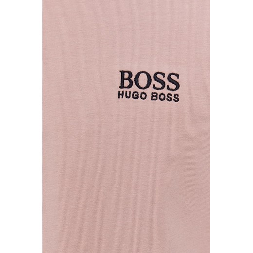 T-shirt męski BOSS HUGO casualowy różowy dzianinowy z krótkimi rękawami 