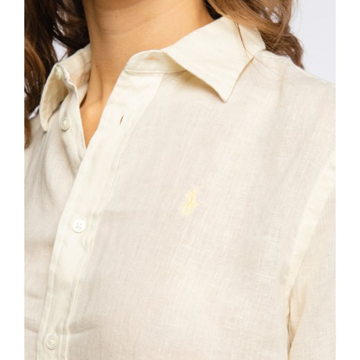 Polo Ralph Lauren koszula damska lniana z długimi rękawami z kołnierzykiem 