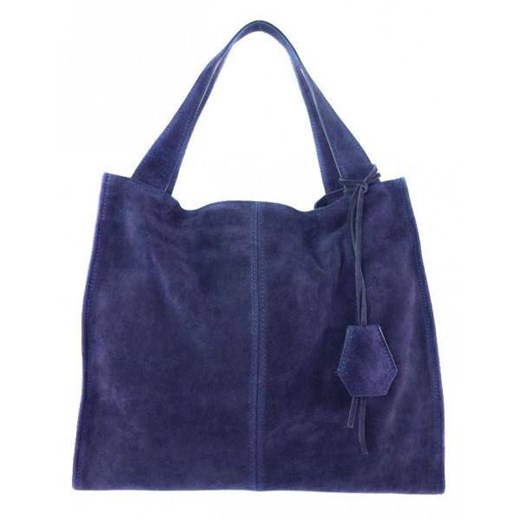 Duża zamszowa torba XXL Shopper bag ,worek Vera Pelle pojemny Granatowy  WK799BS Kemer promocyjna cena Bagażownia.pl