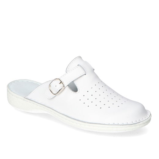 Medyczne Białe Klapki Licowe Helios 274 Białe ze sklepu Arturo-obuwie w kategorii Klapki damskie - zdjęcie 115415299