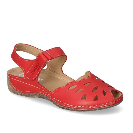 Eleganckie Czerwone Sandały Nubukowe Na Koturnie Helios 4011 Czerwone 03 ze sklepu Arturo-obuwie w kategorii Sandały damskie - zdjęcie 115415348