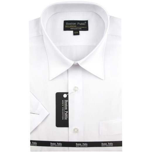 Koszula Męska Boston Public gładka biała z krótkim rękawem K541 Boston Public XS okazyjna cena ŚWIAT KOSZUL