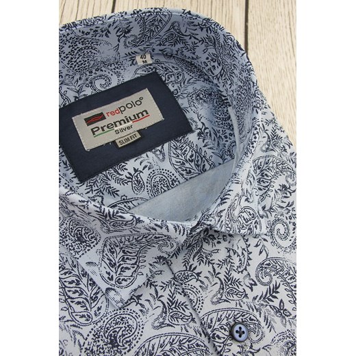 Koszula Męska Redpolo błękitna we wzory paisley z krótkim rękawem w kroju SLIM FIT K985 XL ŚWIAT KOSZUL wyprzedaż