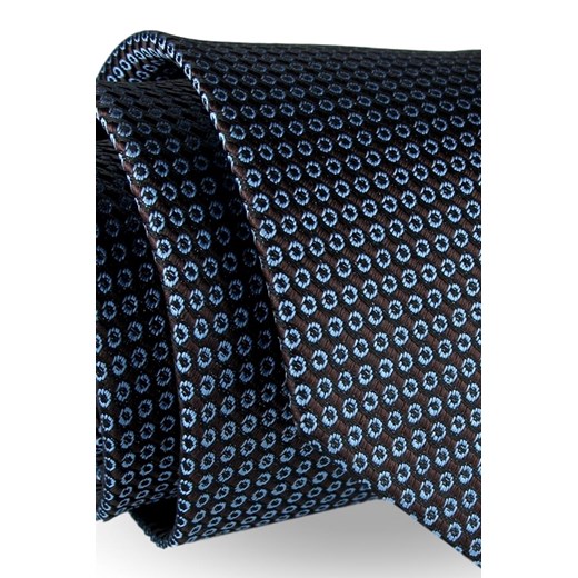 Krawat Męski Elegancki Modny klasyczny czarny w niebieskie kropki groszki G247 Jasman ŚWIAT KOSZUL okazyjna cena