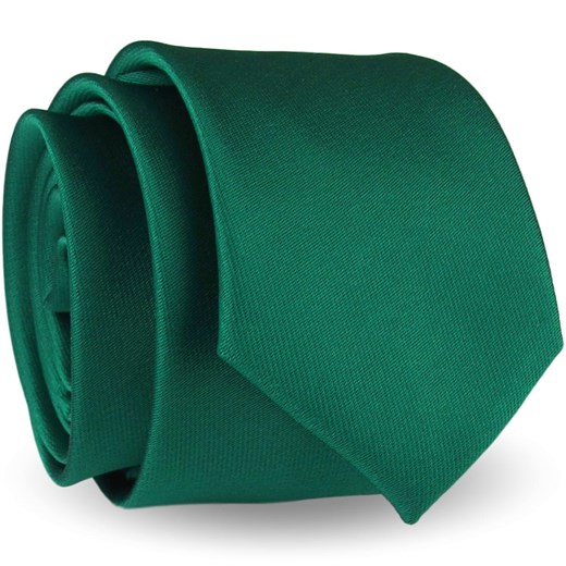 Krawat Męski Elegancki Modny Śledź wąski gładki zielony malachitowy zieleń butelkowa G295 promocyjna cena ŚWIAT KOSZUL