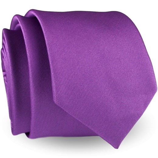 Krawat Męski Elegancki Modny Klasyczny szeroki gładki fioletowy z połyskiem G411 Dunpillo okazyjna cena ŚWIAT KOSZUL