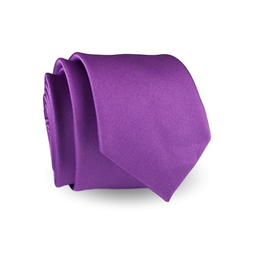 Krawat Męski Elegancki Modny Klasyczny szeroki gładki fioletowy z połyskiem G411 Dunpillo okazja ŚWIAT KOSZUL