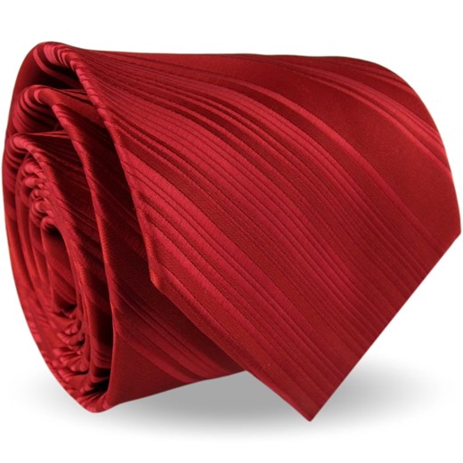 Krawat Męski Elegancki Modny Klasyczny szeroki czerwony w paski z połyskiem G542 Dunpillo okazja ŚWIAT KOSZUL