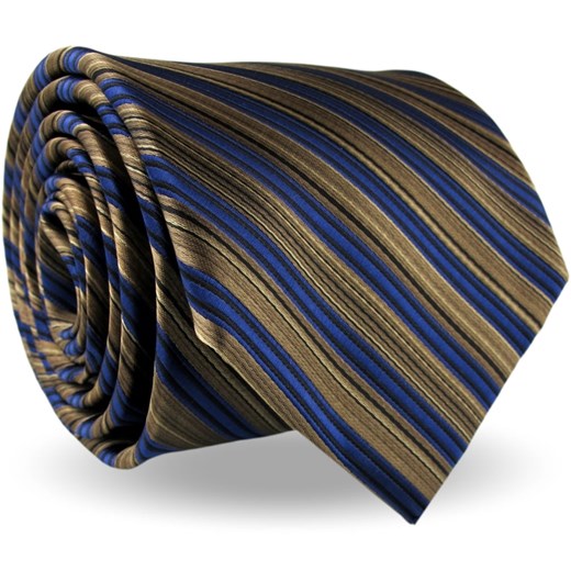 Krawat Męski Elegancki Modny Klasyczny szeroki brązowy w paski z połyskiem G564 Dunpillo okazyjna cena ŚWIAT KOSZUL