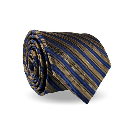 Krawat Męski Elegancki Modny Klasyczny szeroki brązowy w paski z połyskiem G564 Dunpillo promocyjna cena ŚWIAT KOSZUL