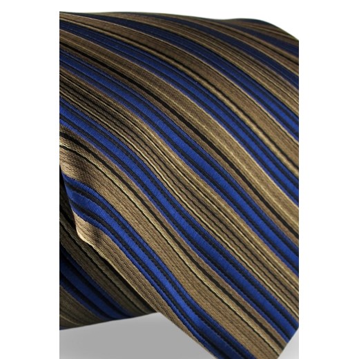 Krawat Męski Elegancki Modny Klasyczny szeroki brązowy w paski z połyskiem G564 Dunpillo ŚWIAT KOSZUL wyprzedaż