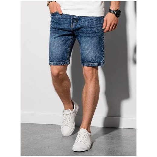 Krótkie spodenki męskie jeansowe W305 - niebieskie XL ombre