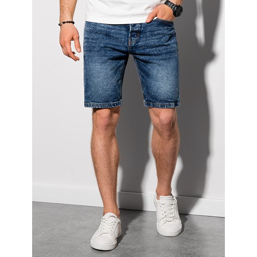 Krótkie spodenki męskie jeansowe W305 - niebieskie XXL ombre