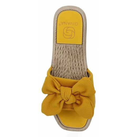 Modne klapki damskie z kokardą firmy Givana Żółte (kolory) Givana 36 PaniTorbalska
