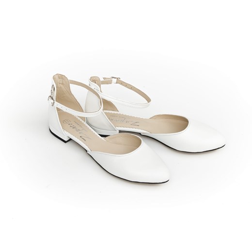 balerinki z paskiem na kostce - skóra naturalna - model 041 - kolor biały Zapato 42 zapato.com.pl