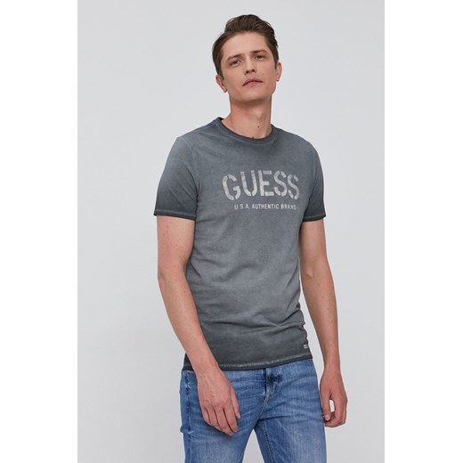 T-shirt męski szary Guess z krótkimi rękawami 