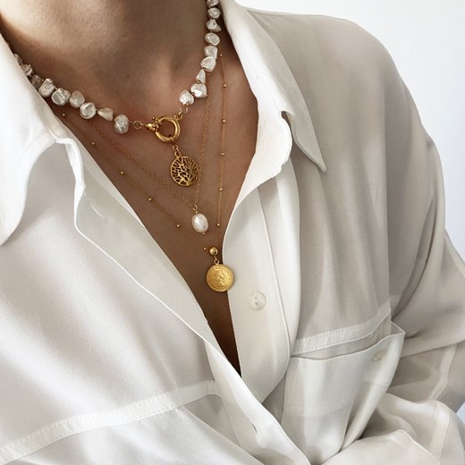 Srebrny Łańcuszek z perłą ONLY ONE Perlove Biżuteria-Perlove