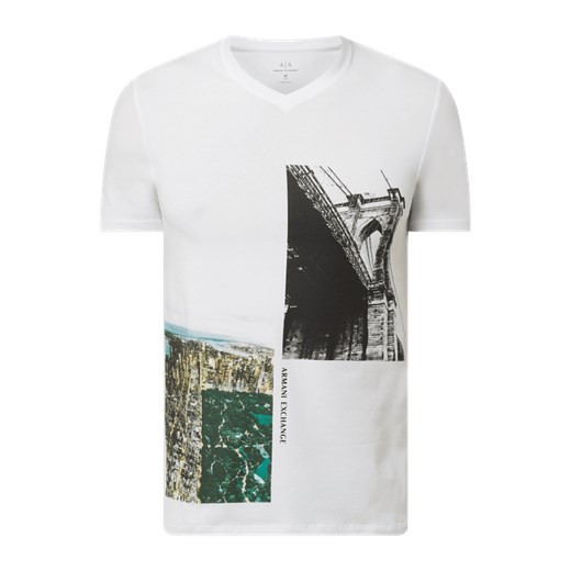T-shirt o kroju slim fit z foto printem i logo Armani Exchange L promocyjna cena Peek&Cloppenburg 