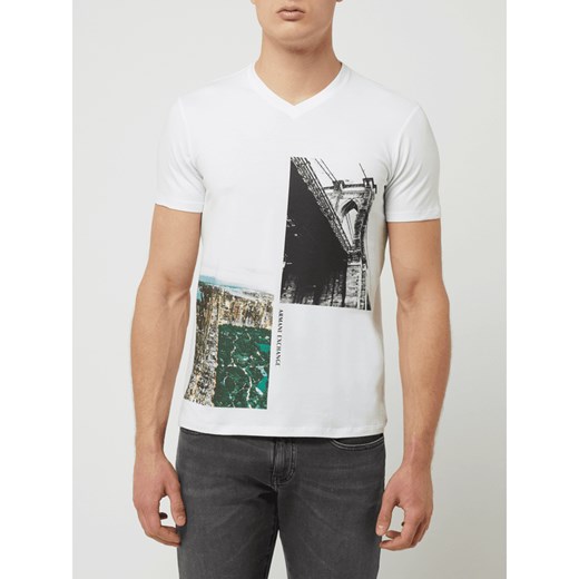 T-shirt o kroju slim fit z foto printem i logo Armani Exchange L Peek&Cloppenburg  okazyjna cena