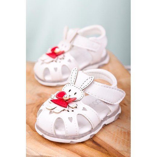 Białe sandały niemowlęce niechodki na rzep z króliczkami Casu X806A Casu Casu.pl