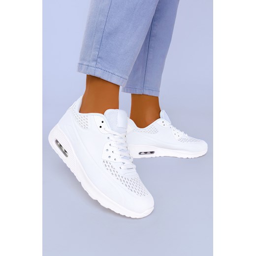 Białe sneakersy na koturnie buty sportowe sznurowane Casu B3363-5 Casu wyprzedaż Casu.pl