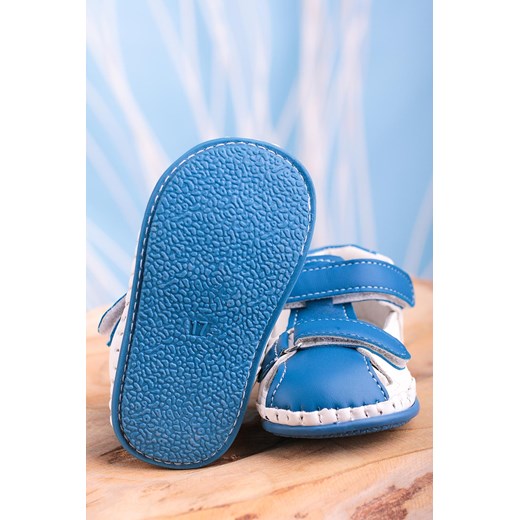 Niebieskie sandały niemowlęce niechodki ze skórzaną wkładką na rzepy Casu FX85 Casu Casu.pl