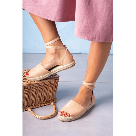 Różowe sandały espadryle z zakrytą piętą i paskiem wokół kostki Casu A20X5/P Casu promocja Casu.pl