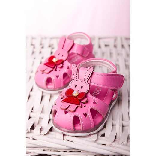 Różowe sandały niemowlęce niechodki na rzep z króliczkami Casu X806A/6 Casu Casu.pl