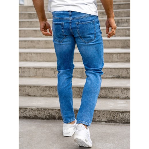 Granatowe spodnie jeansowe męskie skinny fit Denley KX536 33/L Denley wyprzedaż