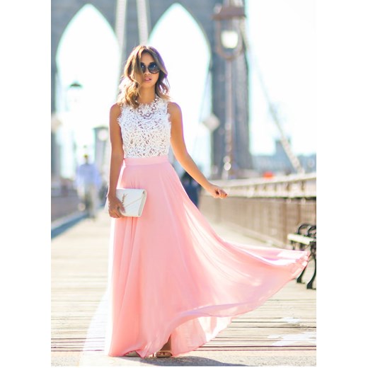 Przepiękna długa suknia z różowym dołem Estera M DAFNIS