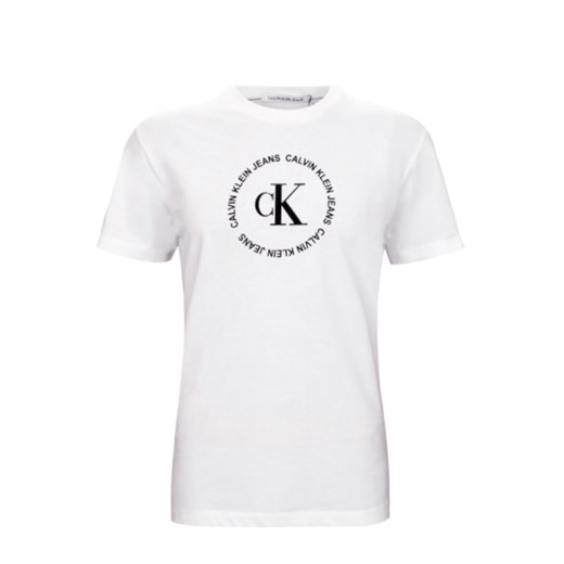 T-shirt męski biały Calvin Klein na wiosnę z krótkim rękawem 