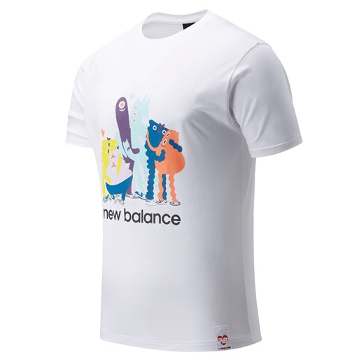 T-shirt męski New Balance biały z krótkim rękawem z dzianiny 