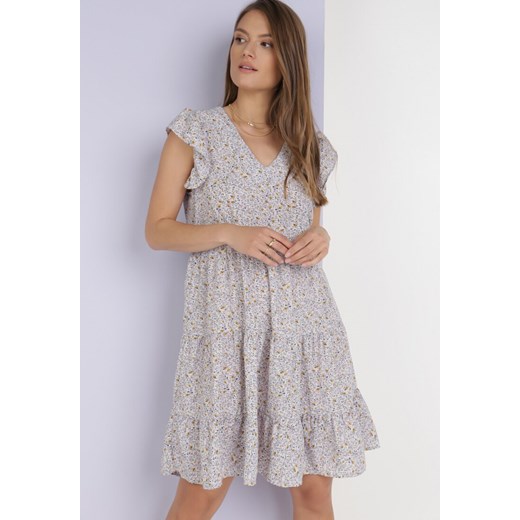 Szaro-Fioletowa Sukienka Orinilla ze sklepu Born2be Odzież w kategorii Sukienki - zdjęcie 115840878