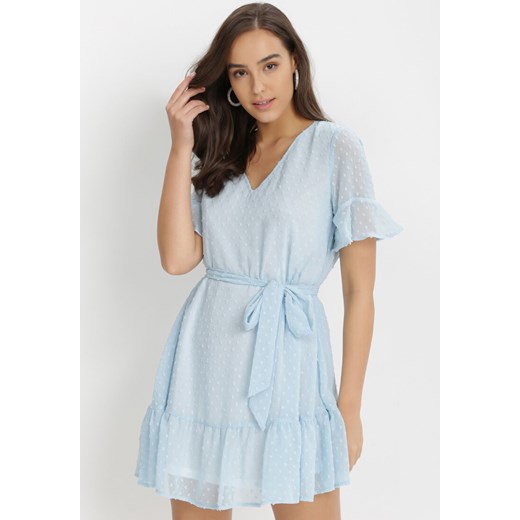 Niebieska Sukienka Acalopei ze sklepu Born2be Odzież w kategorii Sukienki - zdjęcie 115840977