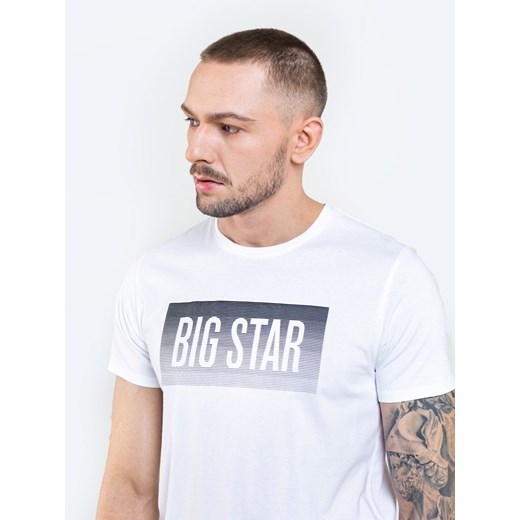 T-shirt męski biały BIG STAR w nadruki 