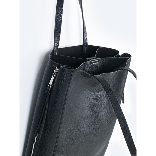 Shopperka damska z zamkami czarna Bejsa 906 ze sklepu Big Star w kategorii Torby Shopper bag - zdjęcie 115848889