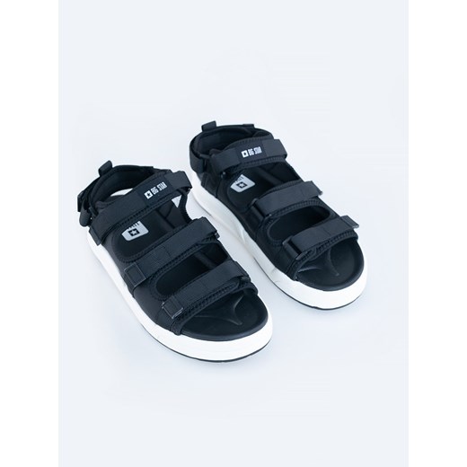 Granatowe sandały męskie BIG STAR na rzepy skórzane 