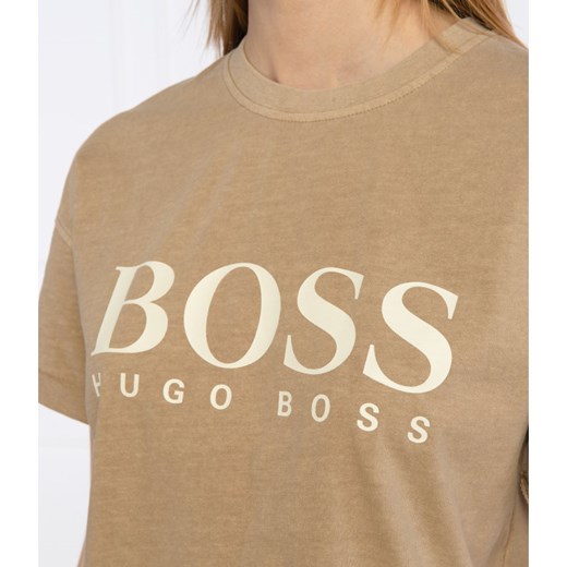 T-shirt męski brązowy BOSS HUGO z krótkim rękawem 