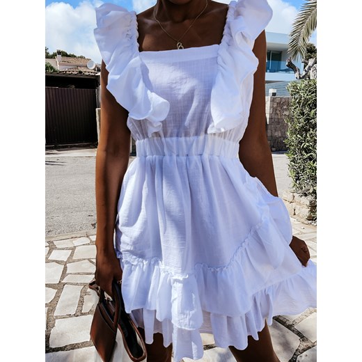 Elegrina sukienka mini z dekoltem typu hiszpanka 