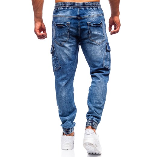Granatowe spodnie jeansowe joggery bojówki męskie Denley R51007S0 38/2XL Denley okazja