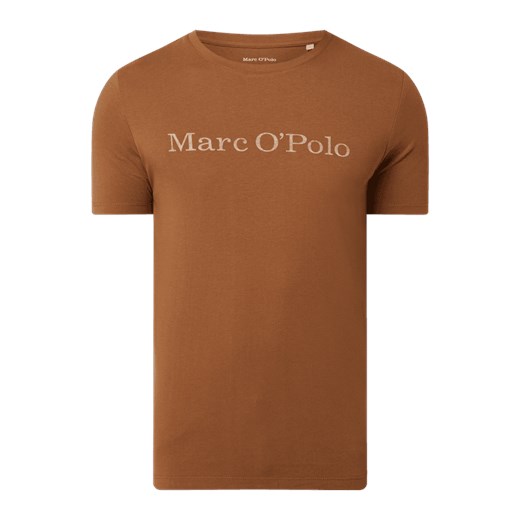 Marc O'Polo t-shirt męski brązowy w stylu młodzieżowym z bawełny 