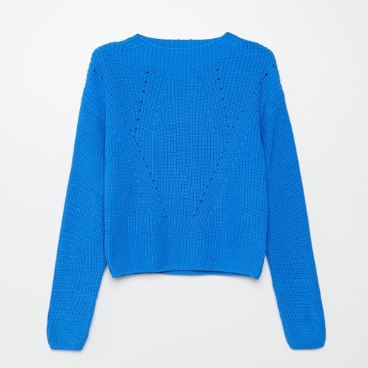 Cropp - Sweter z ażurowym zdobieniem - Niebieski Cropp XS promocyjna cena Cropp