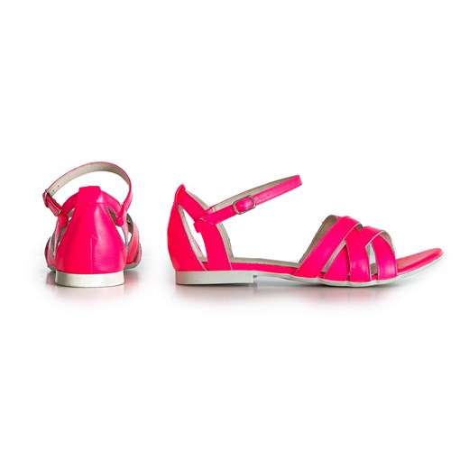 sandały na miękkiej podeszwie - skóra naturalna - model 370 - kolor różowy neon Zapato 37 zapato.com.pl