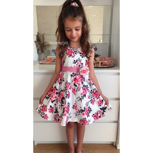 Sukienka dla Dziewczynki Flowers - Pink 98-104 cm Vanilove