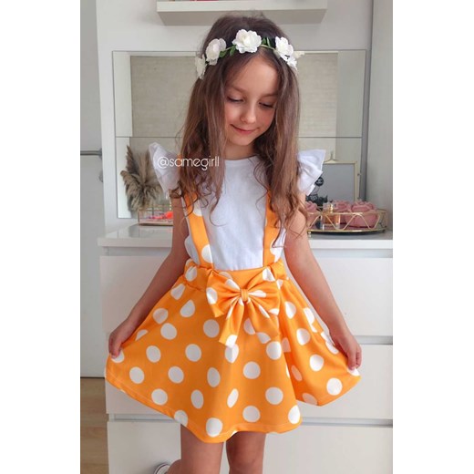 Komplet dla Dziewczynki Sweet Dots- Orange 98-104 cm Vanilove